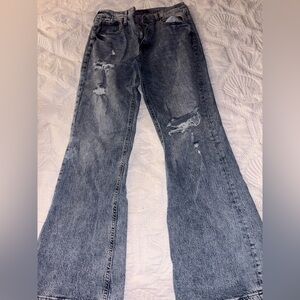 Aeropostale Blue Flare Distressed Jeans